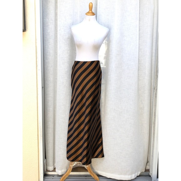 Chetta B Sherrie Bloom Peter Noviello black brown diagonal stripe maxi skirt - Picture 1 of 9